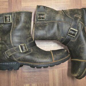 Used Ugg distressed boots Rockville II Distressed Brown Leather Moto Boots 3043